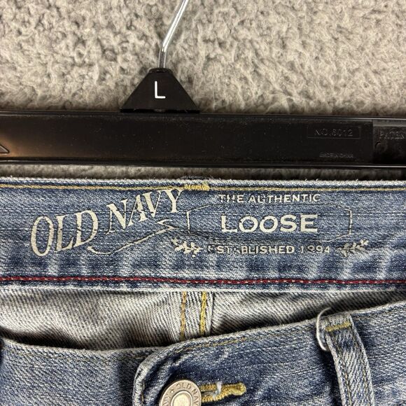 Old Navy Loose Straight Jeans Men’s 36x32 Light Wash Distressed - Picture 10 of 12